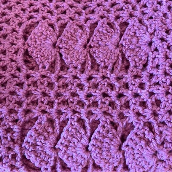 Vintage Handmade Crochet Blanket Pink - Picture 2 of 2